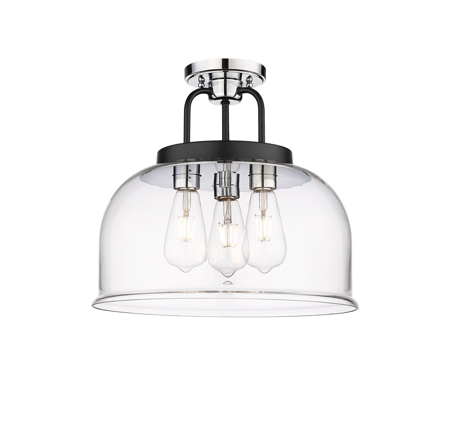 Innovations - 239-3C-BPC-G239-15CL - Three Light Semi-Flush Mount - Downtown Urban - Black Polished Chrome