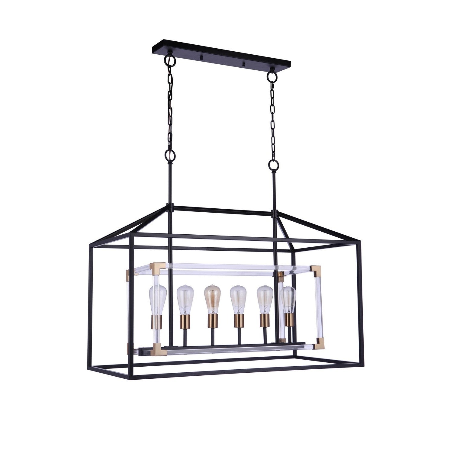 Craftmade - 58076-FBSB - Six Light Island Pendant - Aaron - Flat Black/Satin Brass