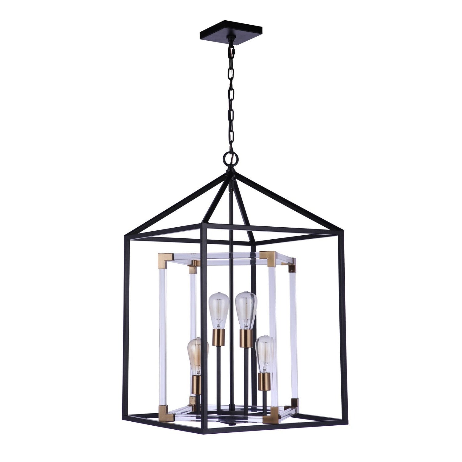 Craftmade - 58094-FBSB - Four Light Pendant - Aaron - Flat Black/Satin Brass
