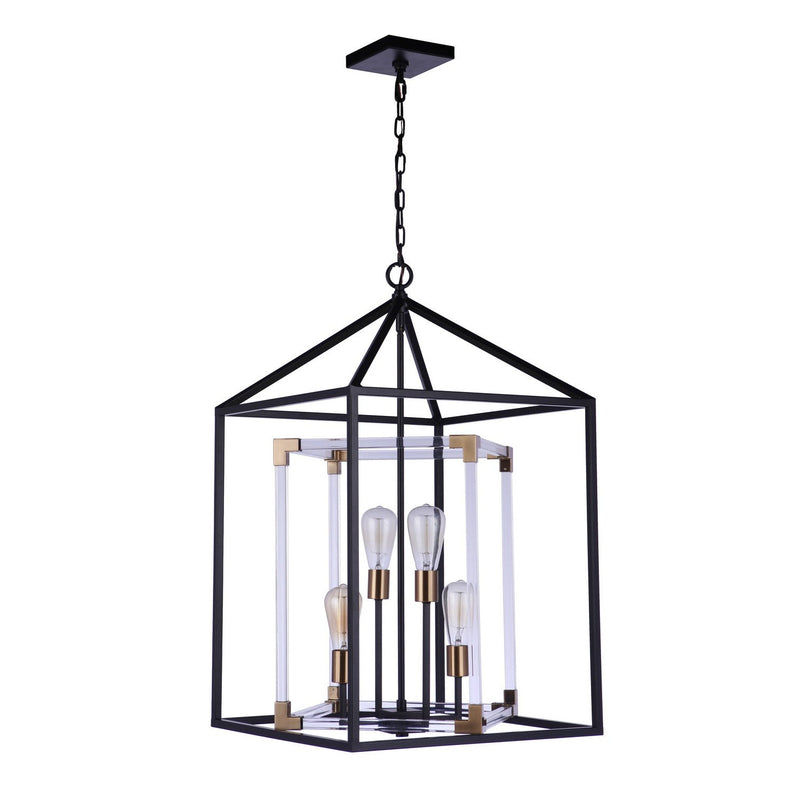Craftmade - 58094-FBSB - Four Light Pendant - Aaron - Flat Black/Satin Brass