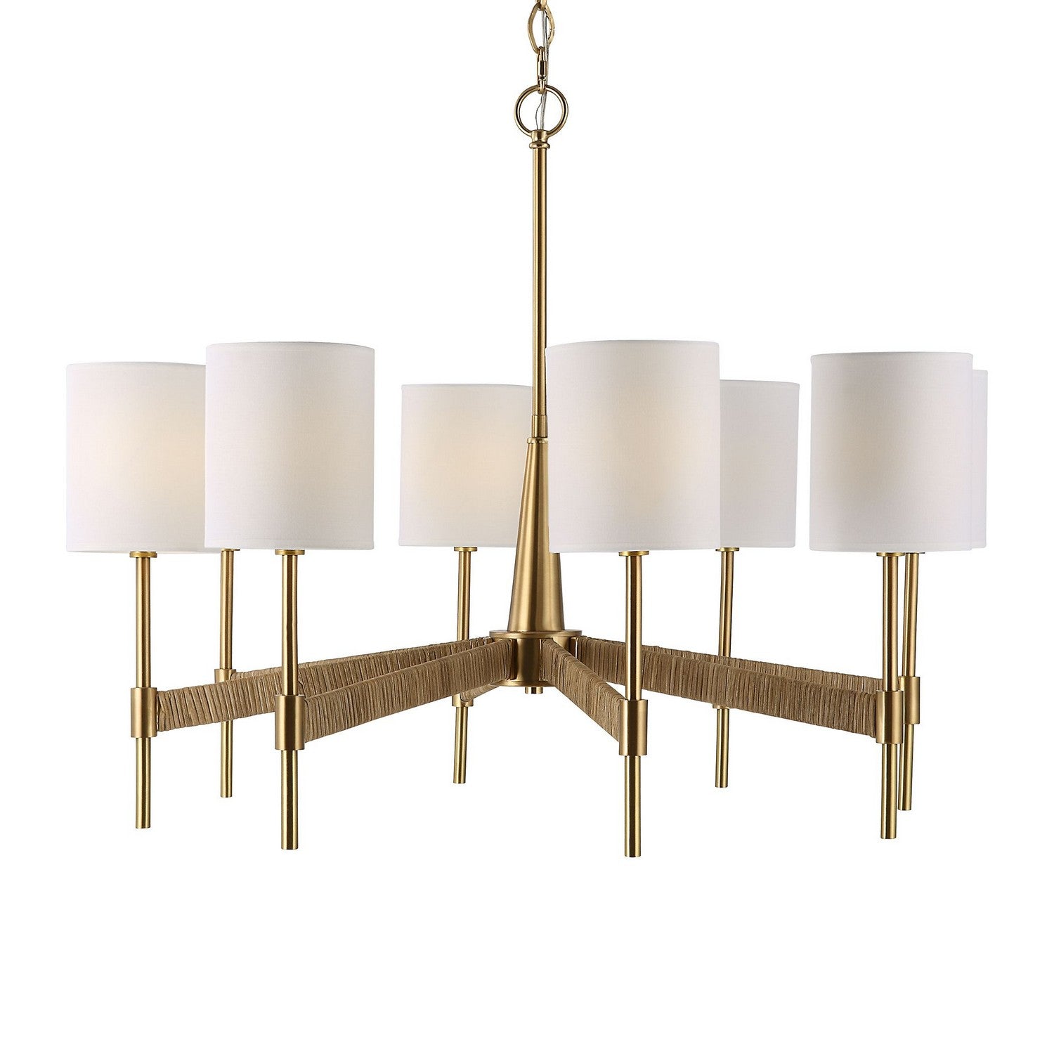 Uttermost - 21372 - Eight Light Chandelier - Lautoka - Warm Brass With Rattan Wrap