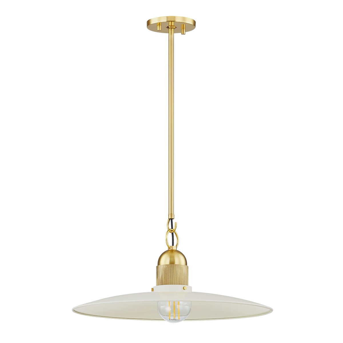 Mitzi - H793701-AGB/SCR - One Light Pendant - Leanna - Aged Brass/Soft Cream