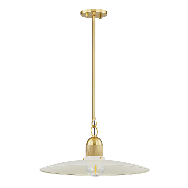 Mitzi - H793701-AGB/SCR - One Light Pendant - Leanna - Aged Brass/Soft Cream