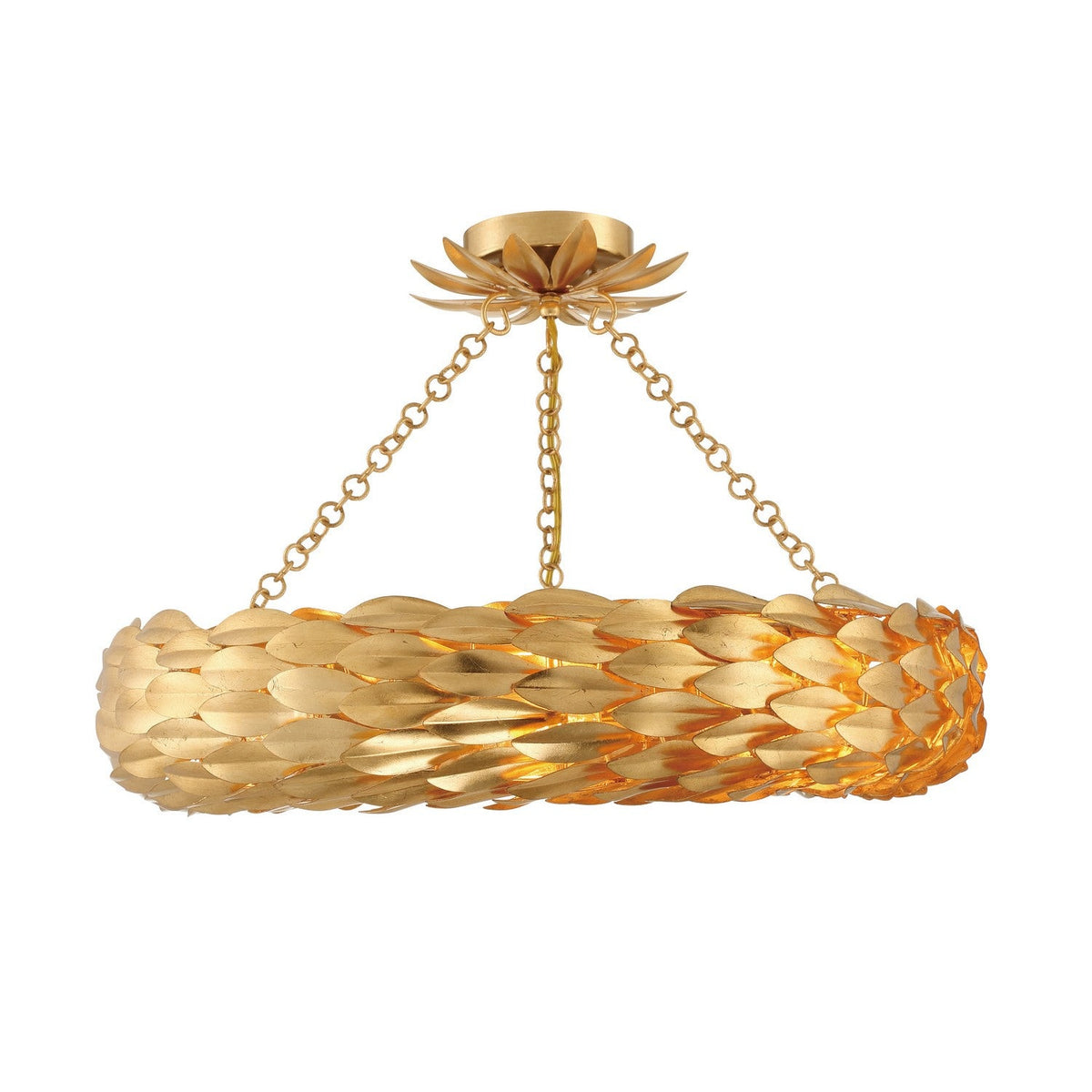 Crystorama - 536-GA_CEILING - Six Light Semi Flush Mount - Broche - Antique Gold