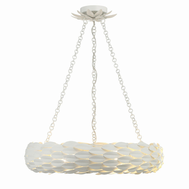 Crystorama - 536-MT - Six Light Pendant - Broche - Matte White