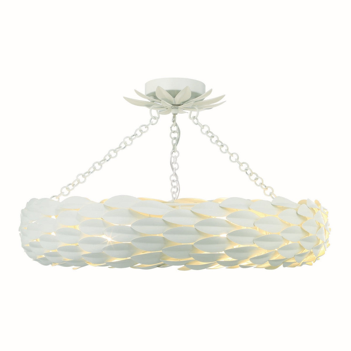 Crystorama - 536-MT_CEILING - Six Light Semi Flush Mount - Broche - Matte White