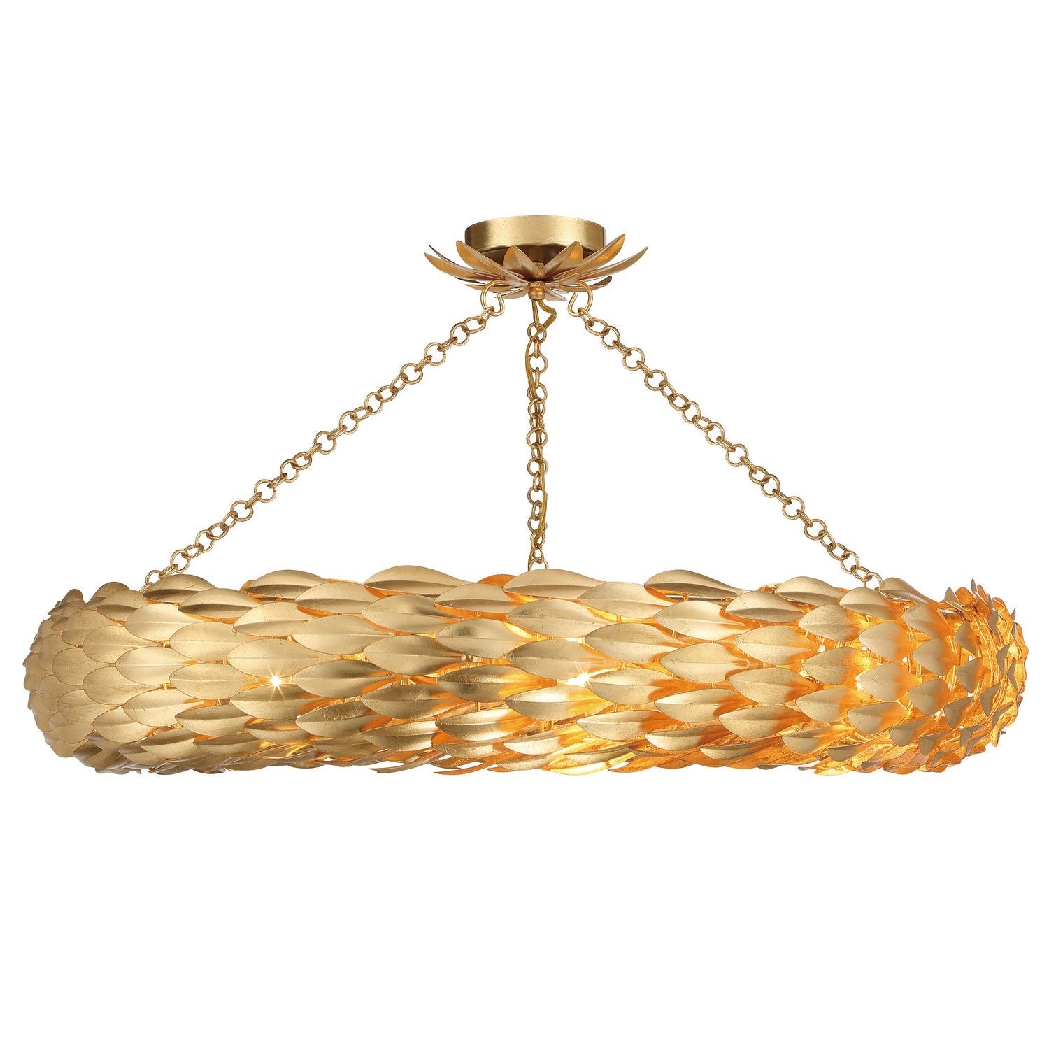 Crystorama - 538-GA_CEILING - Eight Light Semi Flush Mount - Broche - Antique Gold