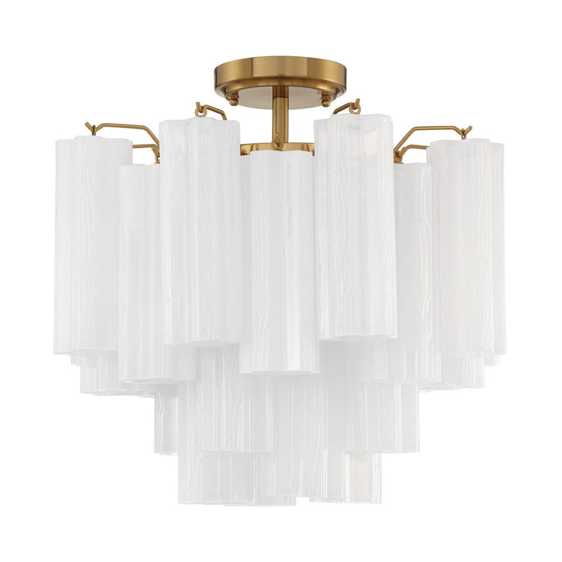 Crystorama - ADD-300-AG-WH_CEILING - Four Light Semi Flush Mount - Addis - Aged Brass
