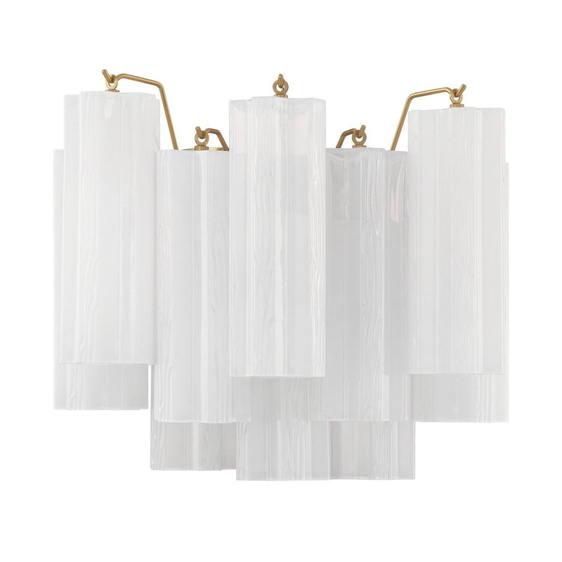 Crystorama - ADD-302-AG-WH - Two Light Wall Sconce - Addis - Aged Brass