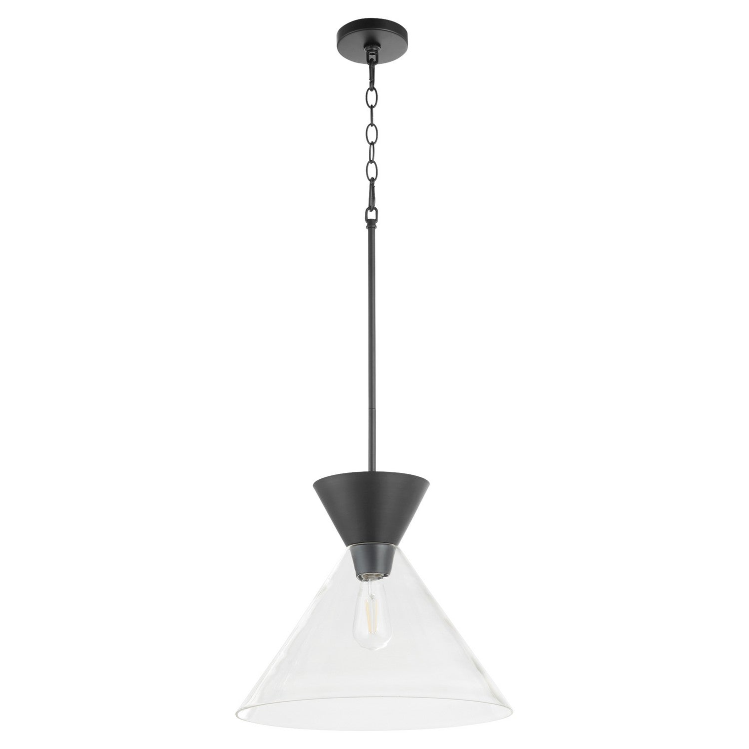 Quorum - 8119-259 - One Light Pendant - Beldar - Matte Black w/ Clear Glass