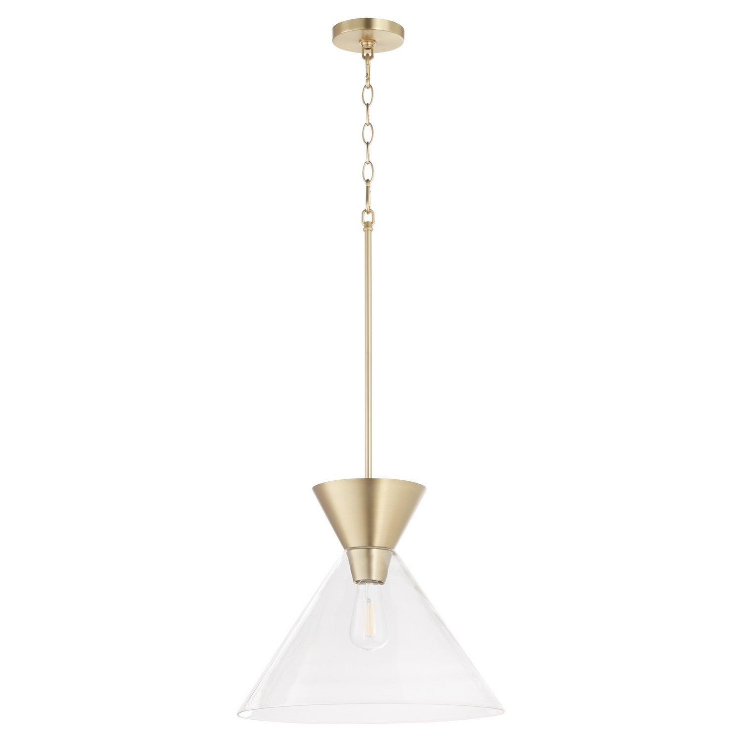 Quorum - 8119-280 - One Light Pendant - Beldar - Aged Brass w/ Clear Glass