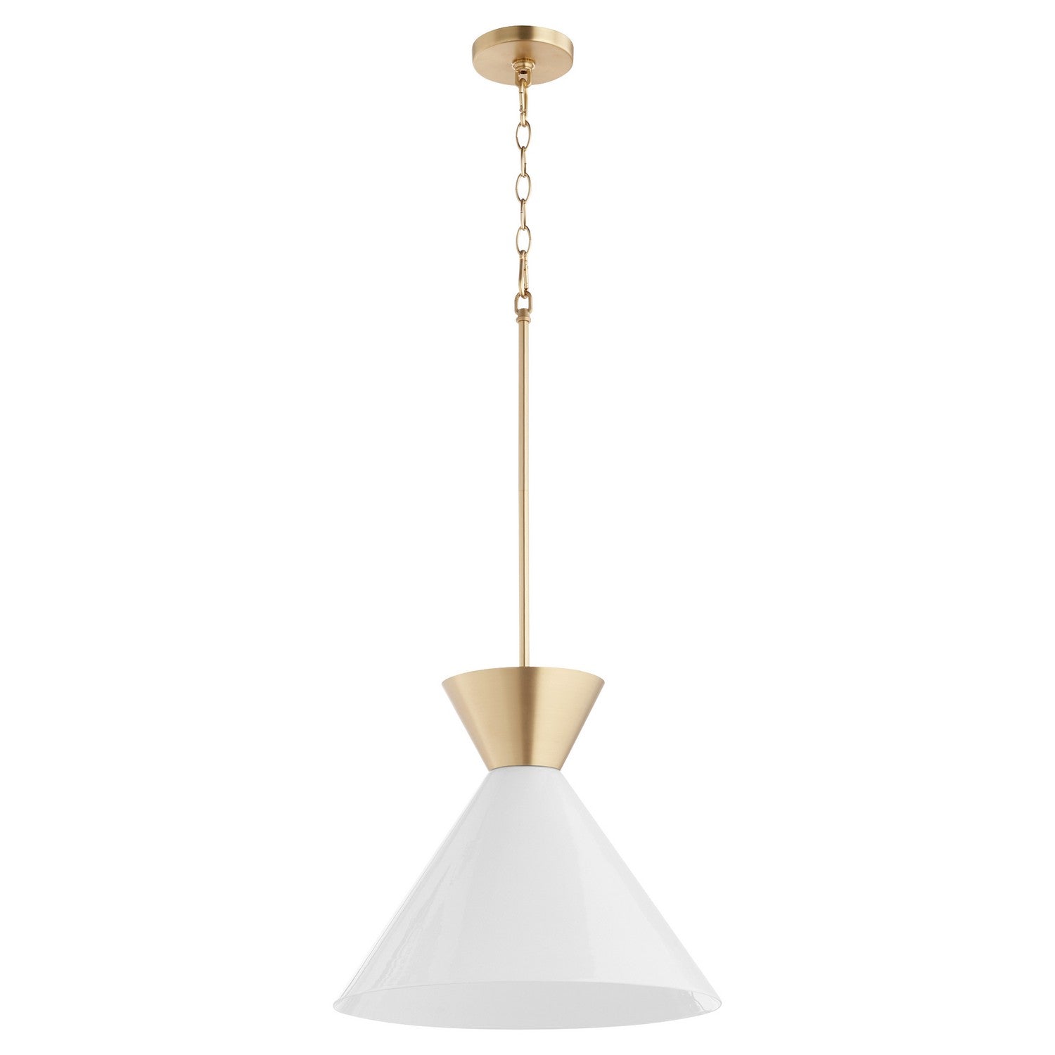 Quorum - 8119-80 - One Light Pendant - Beldar - Aged Brass w/ Gloss Opal