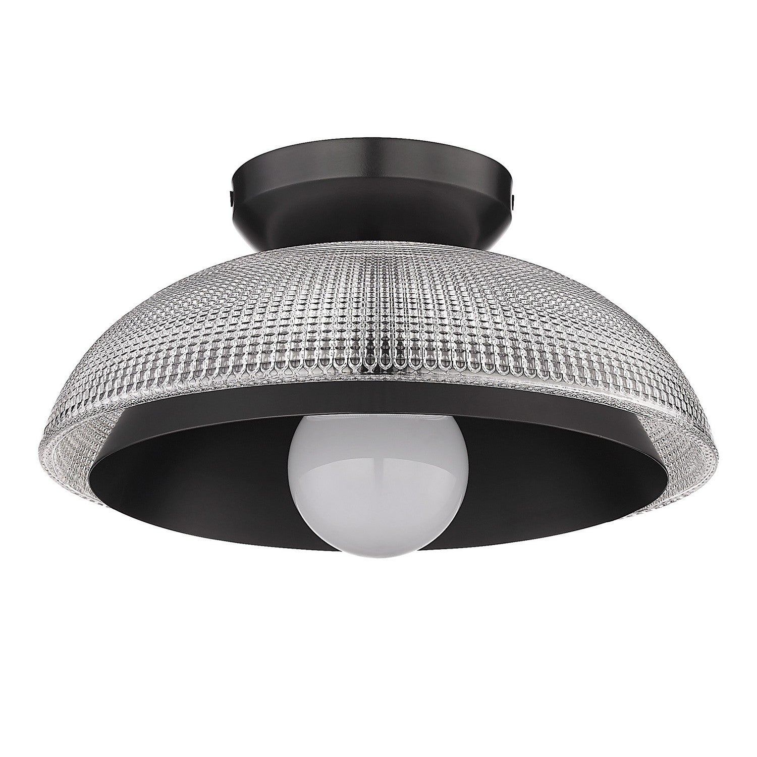 Golden - 0309-FM BLK-RPG - One Light Flush Mount - Crawford - Matte Black