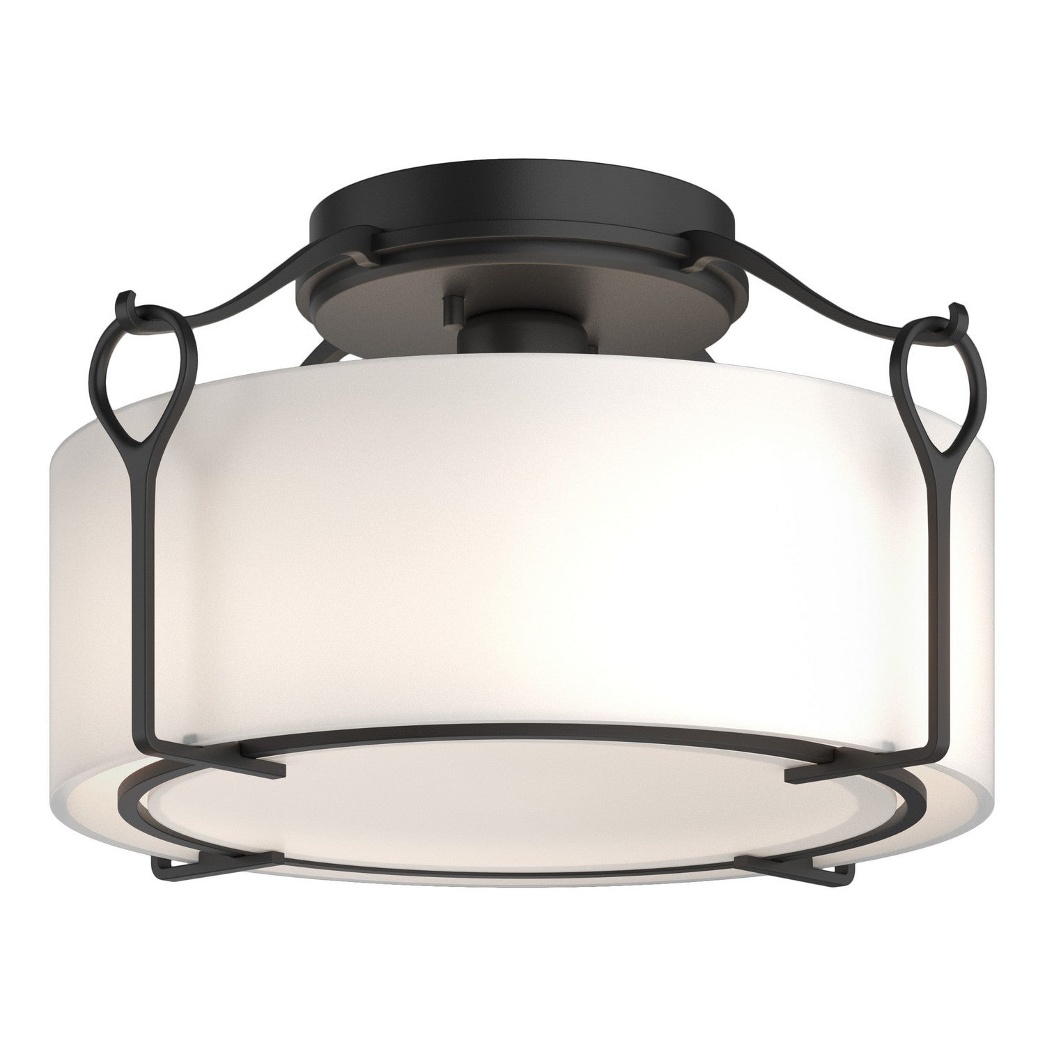 Hubbardton Forge - 121142-SKT-10-GG0218 - One Light Semi-Flush Mount - Bow - Black