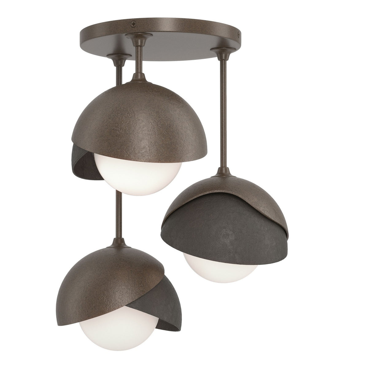 Hubbardton Forge - 121374-SKT-05-07-GG0711 - Three Light Semi-Flush Mount - Brooklyn - Bronze