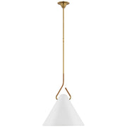 Visual Comfort Signature - AL 5020HAB/NRT-WHT - LED Pendant - Laken - Hand-Rubbed Antique Brass and Natural Rattan