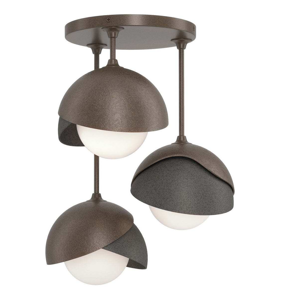 Hubbardton Forge - 121374-SKT-05-20-GG0711 - Three Light Semi-Flush Mount - Brooklyn - Bronze
