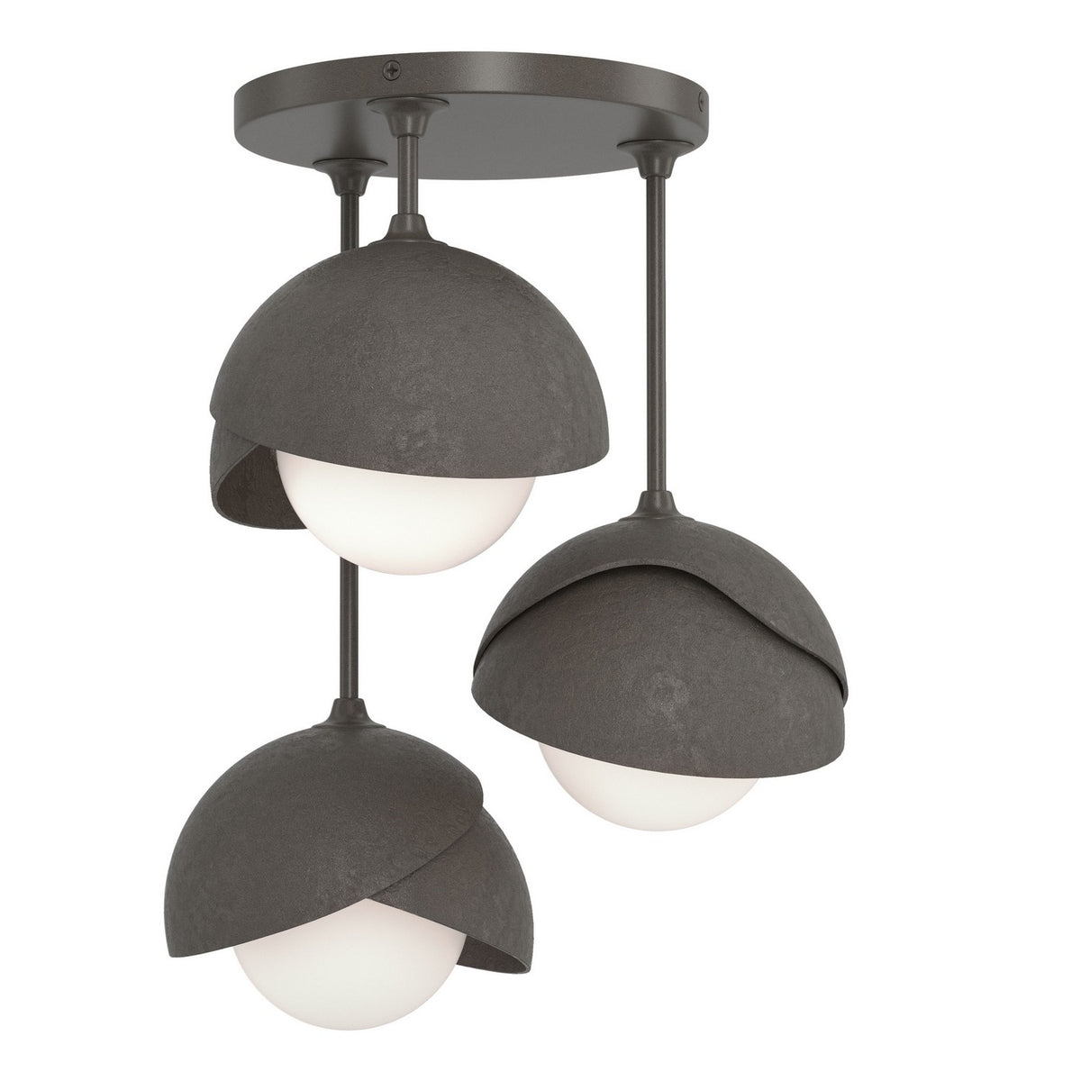 Hubbardton Forge - 121374-SKT-07-07-GG0711 - Three Light Semi-Flush Mount - Brooklyn - Dark Smoke