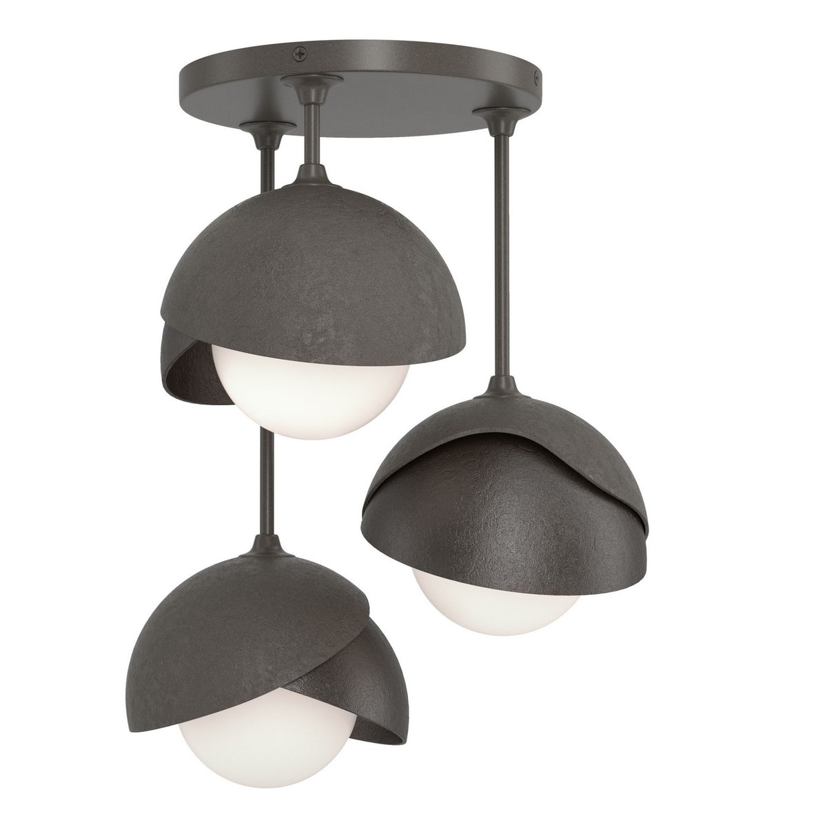 Hubbardton Forge - 121374-SKT-07-14-GG0711 - Three Light Semi-Flush Mount - Brooklyn - Dark Smoke