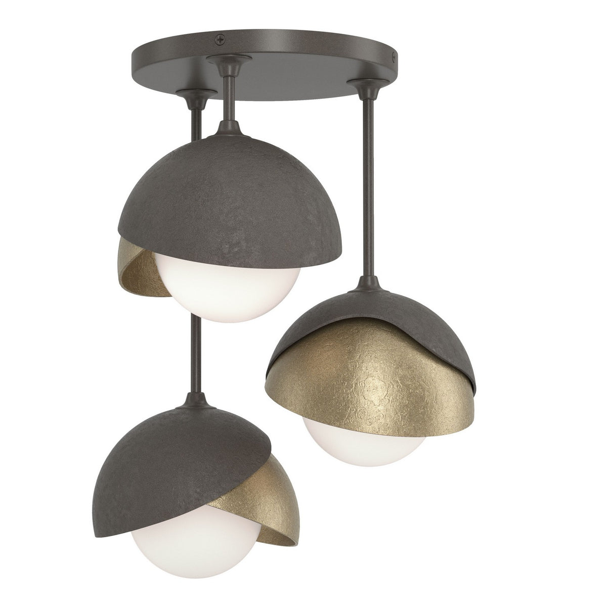 Hubbardton Forge - 121374-SKT-07-84-GG0711 - Three Light Semi-Flush Mount - Brooklyn - Dark Smoke
