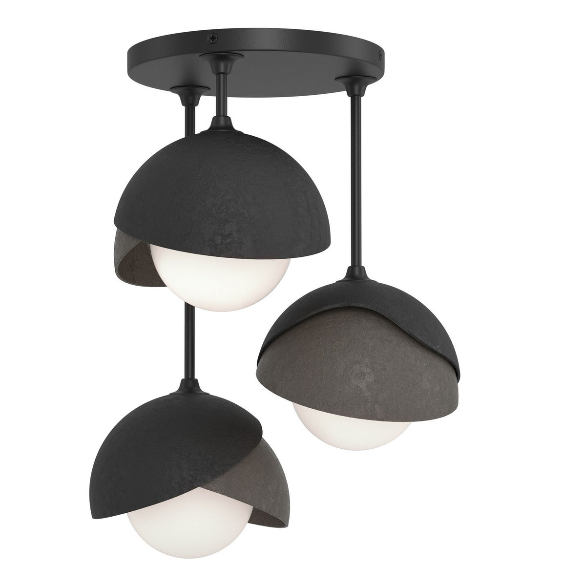 Hubbardton Forge - 121374-SKT-10-07-GG0711 - Three Light Semi-Flush Mount - Brooklyn - Black