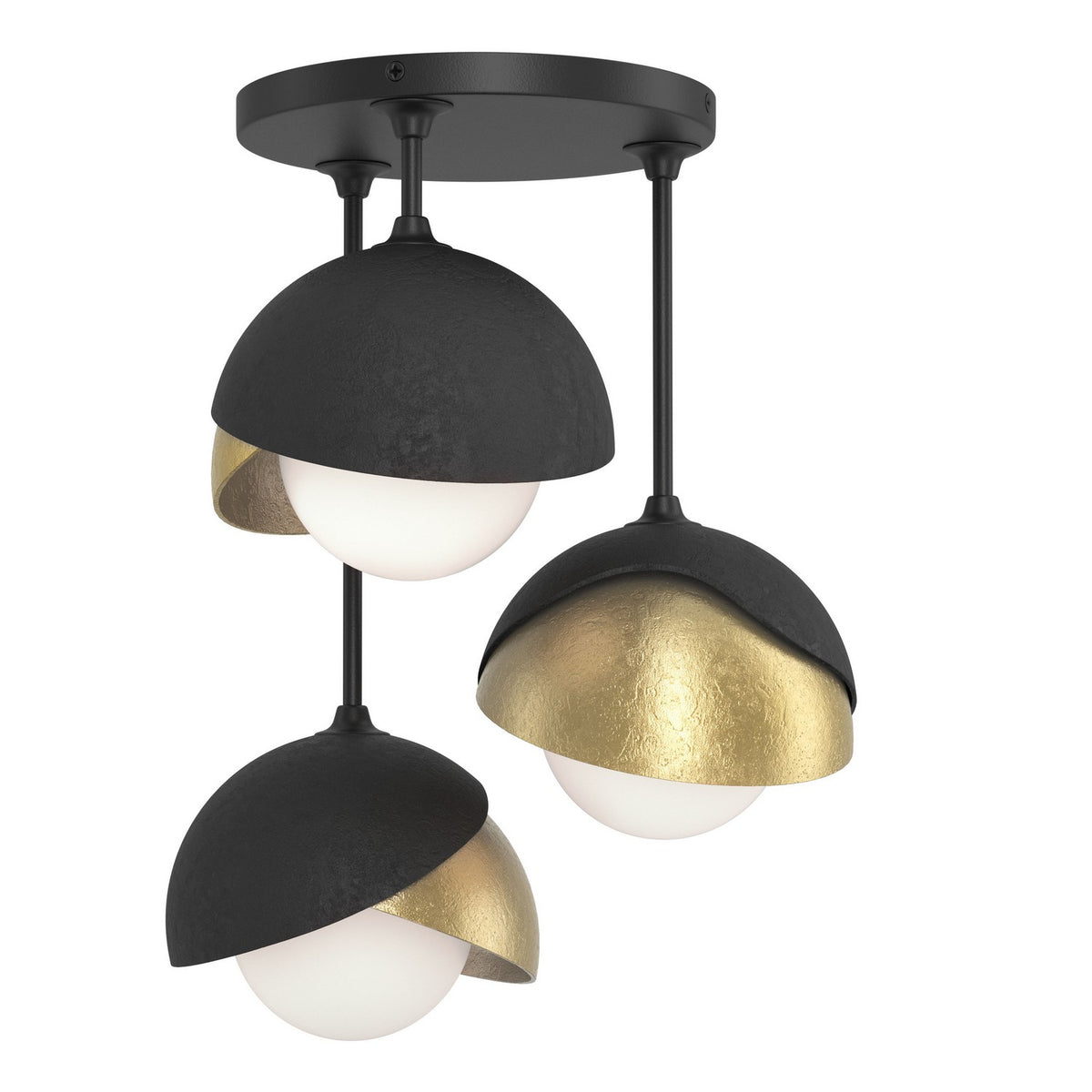 Hubbardton Forge - 121374-SKT-10-86-GG0711 - Three Light Semi-Flush Mount - Brooklyn - Black