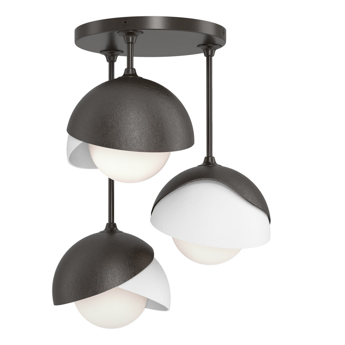 Hubbardton Forge - 121374-SKT-14-02-GG0711 - Three Light Semi-Flush Mount - Brooklyn - Oil Rubbed Bronze