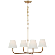 Visual Comfort Signature - CHC 5081AB/NRT-L - LED Chandelier - Basden - Antique-Burnished Brass and Natural Rattan