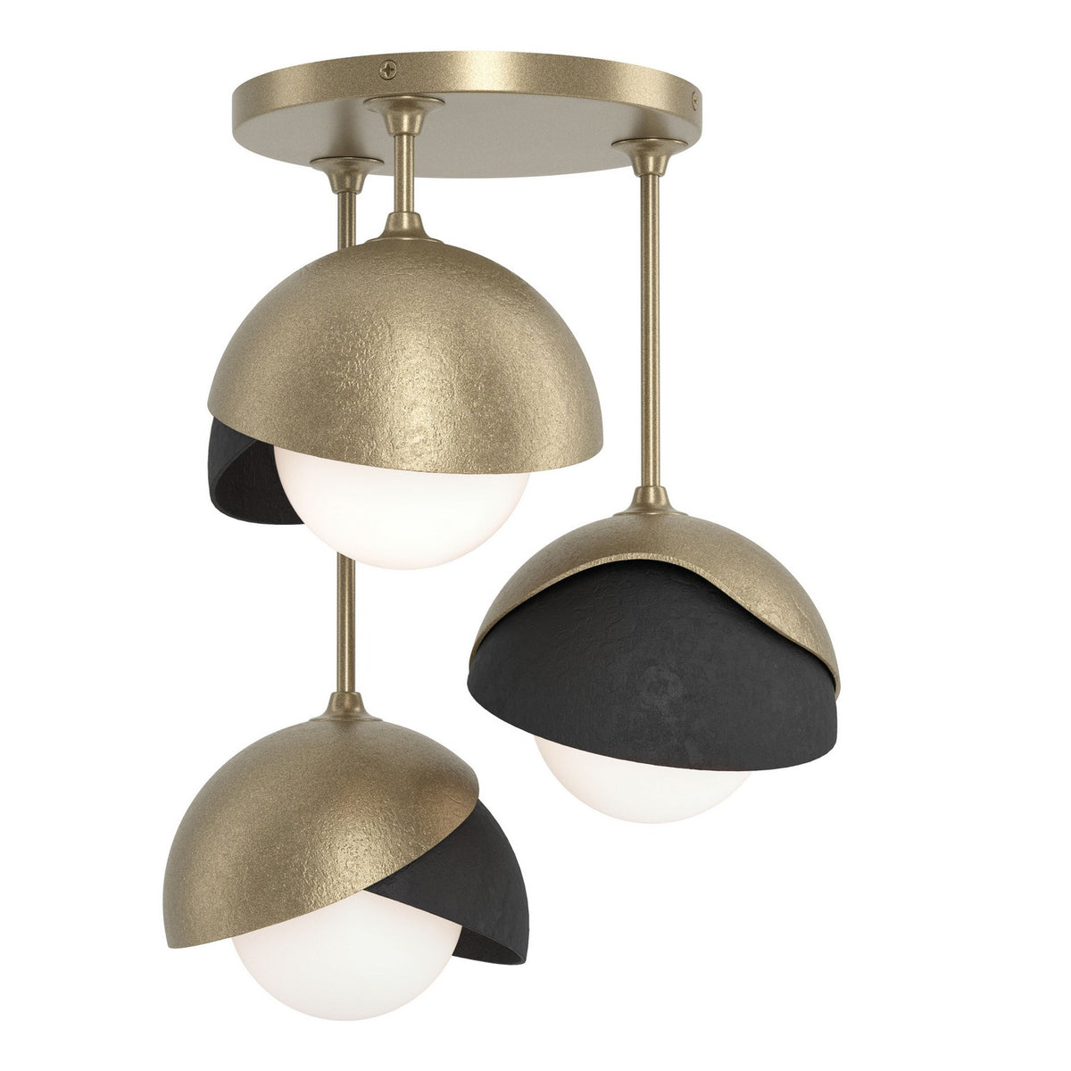 Hubbardton Forge - 121374-SKT-84-10-GG0711 - Three Light Semi-Flush Mount - Brooklyn - Soft Gold