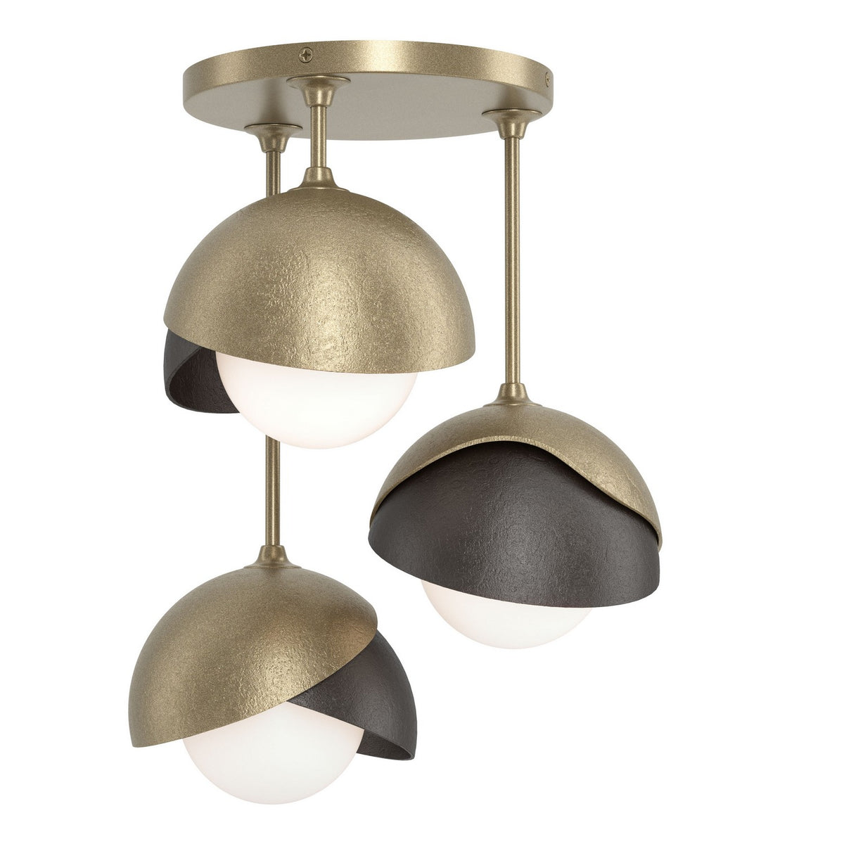 Hubbardton Forge - 121374-SKT-84-14-GG0711 - Three Light Semi-Flush Mount - Brooklyn - Soft Gold