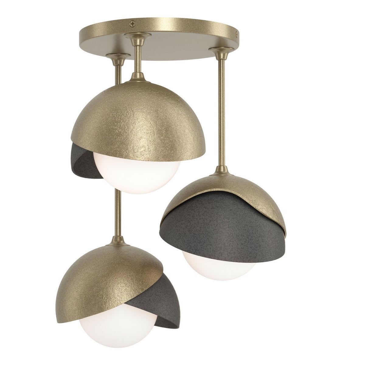 Hubbardton Forge - 121374-SKT-84-20-GG0711 - Three Light Semi-Flush Mount - Brooklyn - Soft Gold