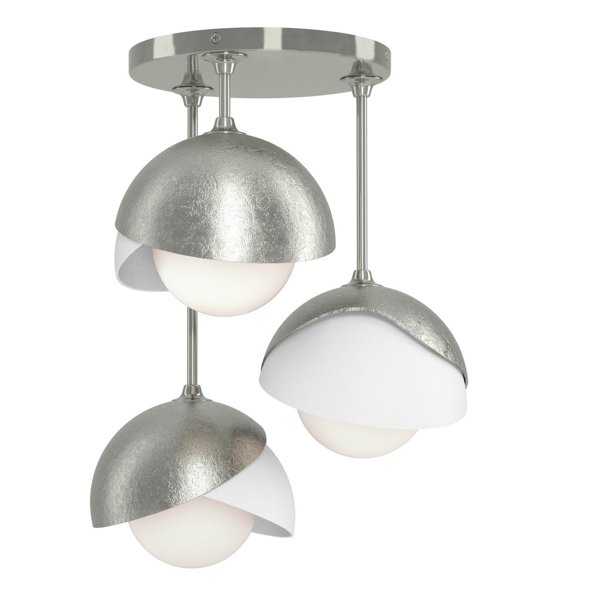 Hubbardton Forge - 121374-SKT-85-02-GG0711 - Three Light Semi-Flush Mount - Brooklyn - Sterling