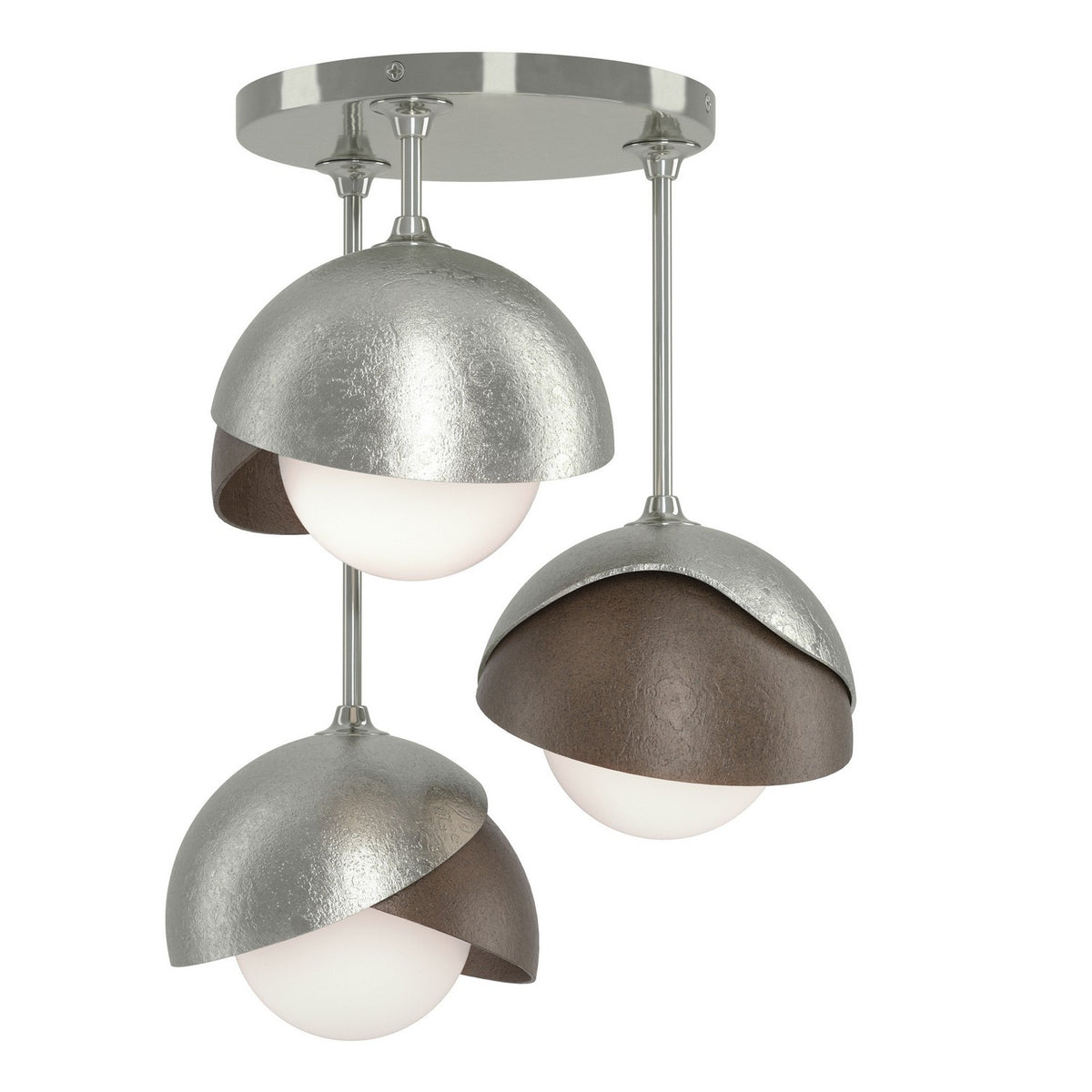 Hubbardton Forge - 121374-SKT-85-05-GG0711 - Three Light Semi-Flush Mount - Brooklyn - Sterling