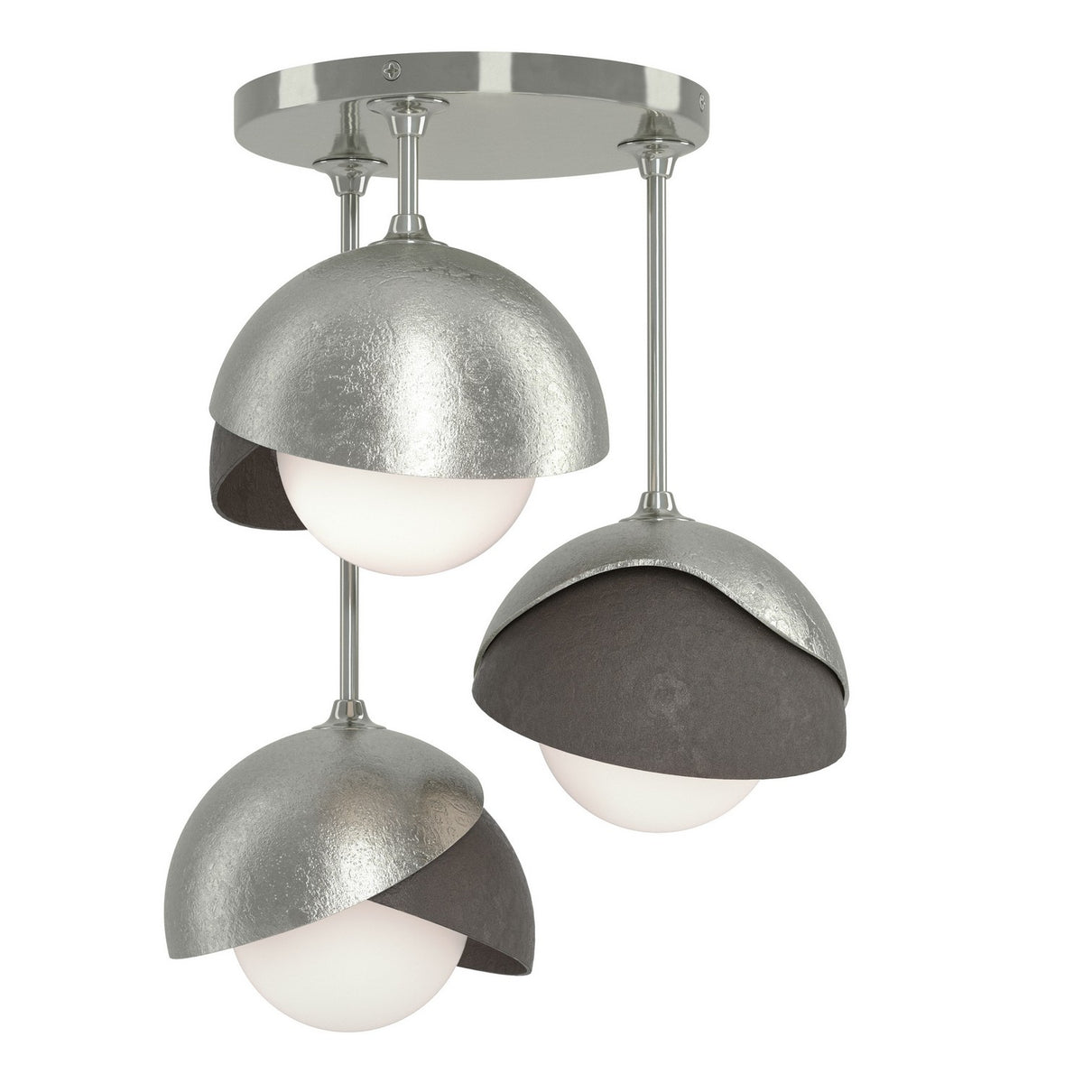 Hubbardton Forge - 121374-SKT-85-07-GG0711 - Three Light Semi-Flush Mount - Brooklyn - Sterling