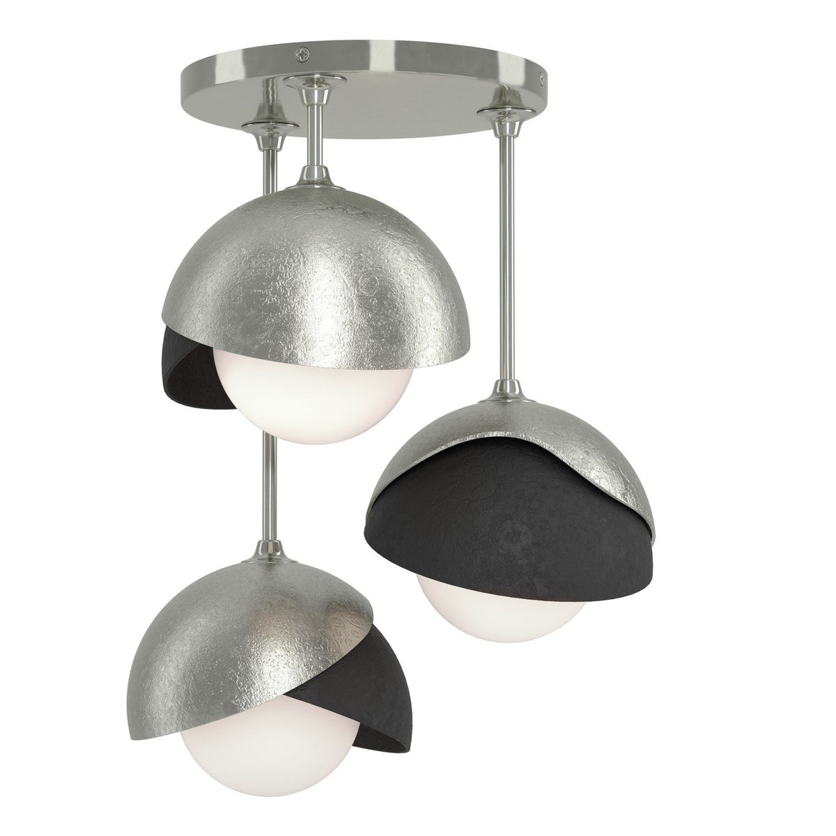 Hubbardton Forge - 121374-SKT-85-10-GG0711 - Three Light Semi-Flush Mount - Brooklyn - Sterling