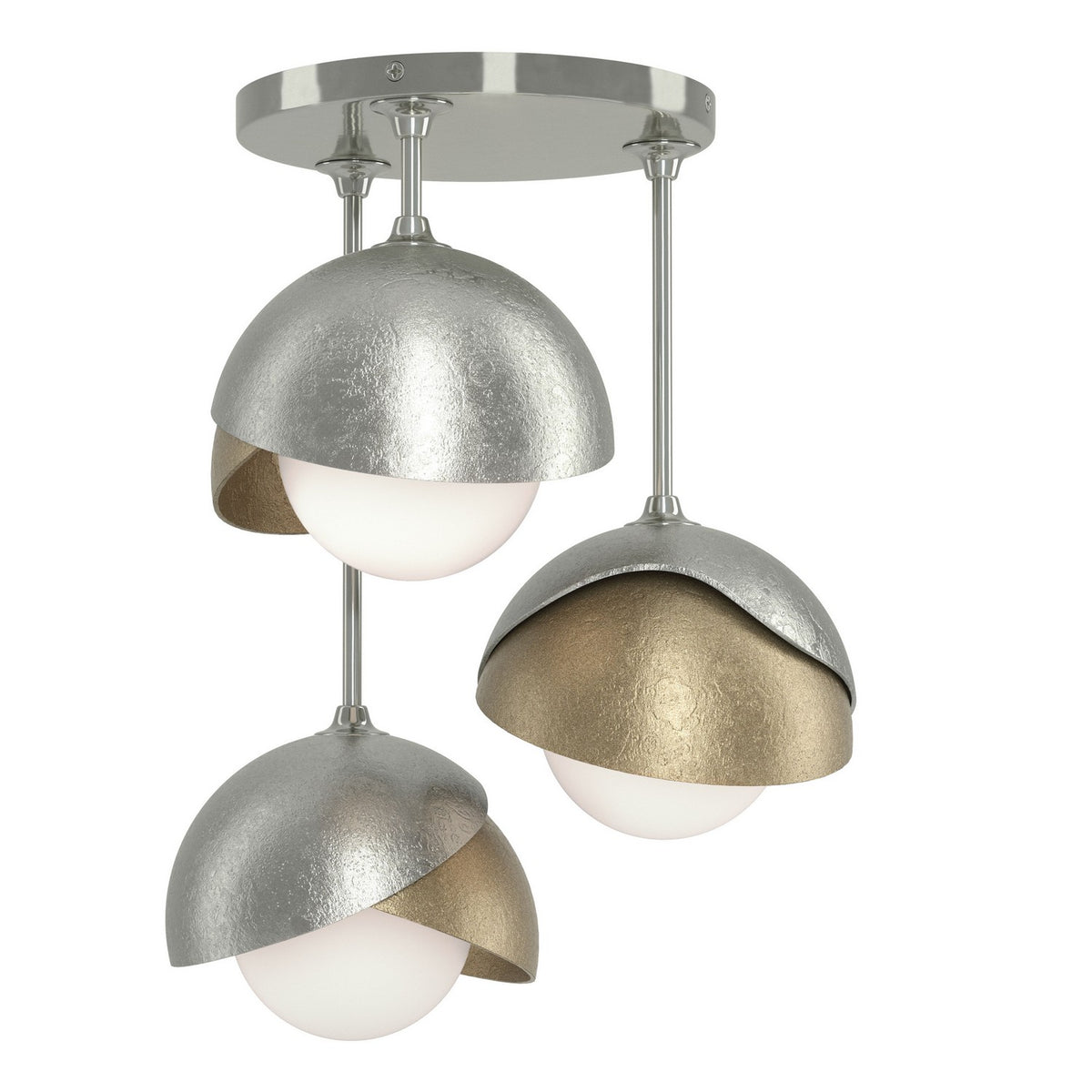 Hubbardton Forge - 121374-SKT-85-84-GG0711 - Three Light Semi-Flush Mount - Brooklyn - Sterling