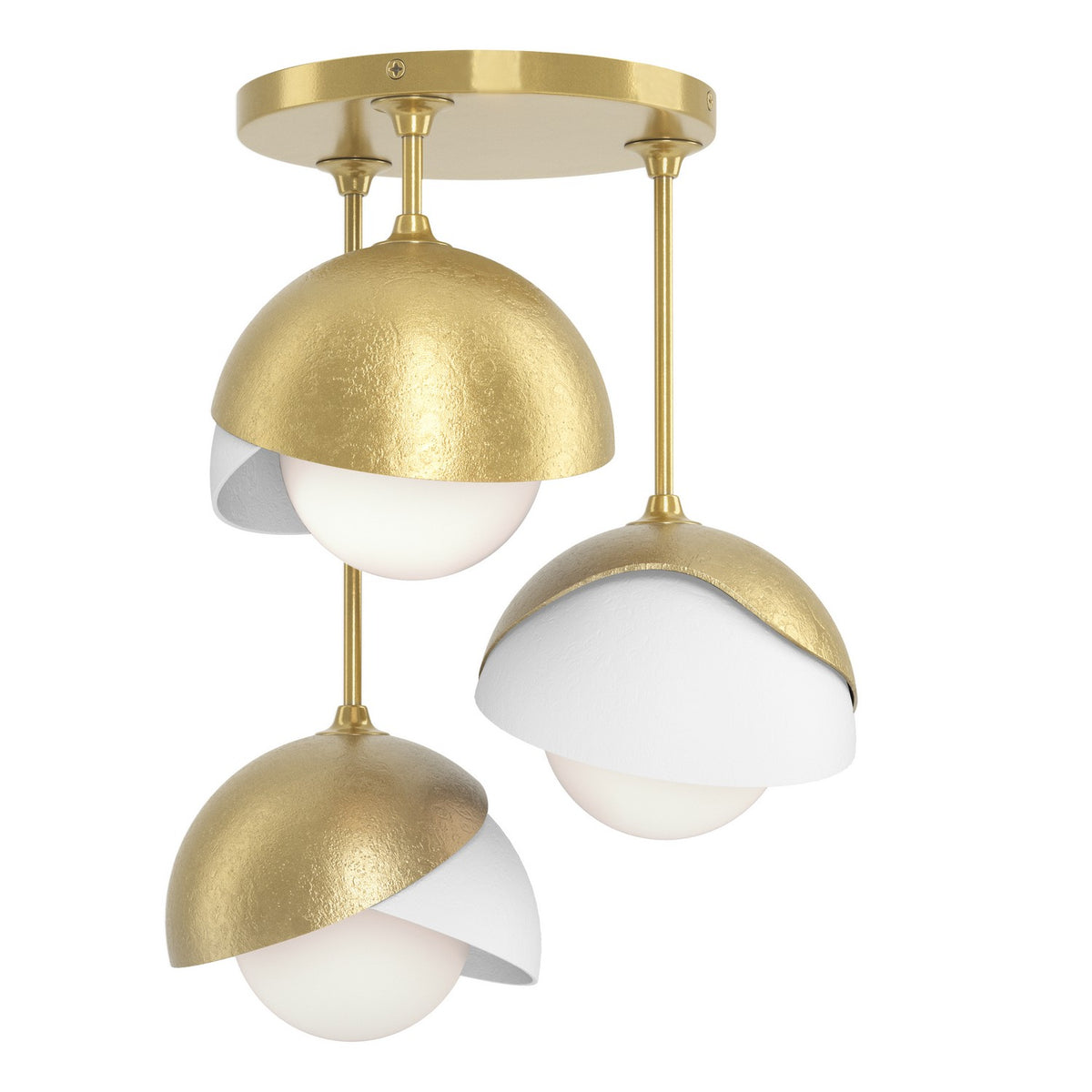 Hubbardton Forge - 121374-SKT-86-02-GG0711 - Three Light Semi-Flush Mount - Brooklyn - Modern Brass