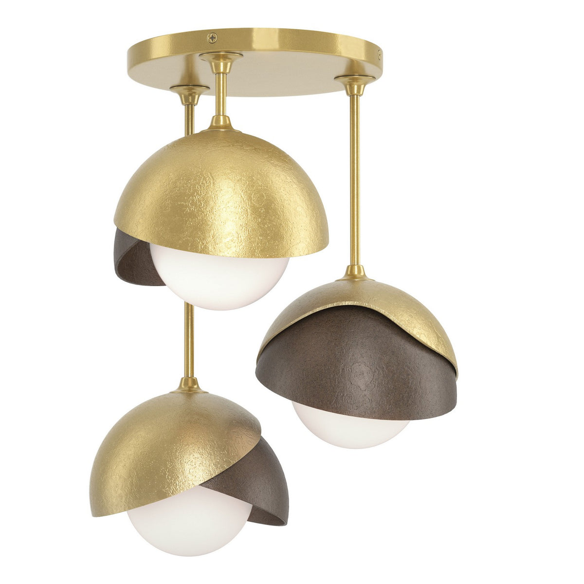 Hubbardton Forge - 121374-SKT-86-05-GG0711 - Three Light Semi-Flush Mount - Brooklyn - Modern Brass