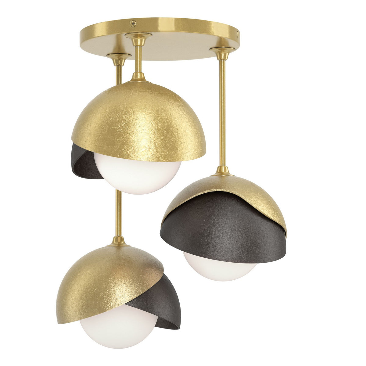Hubbardton Forge - 121374-SKT-86-14-GG0711 - Three Light Semi-Flush Mount - Brooklyn - Modern Brass