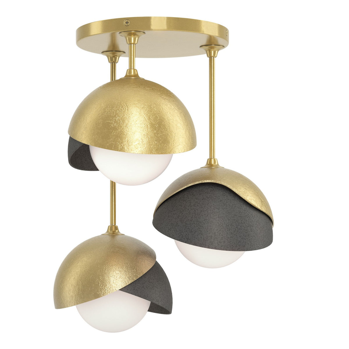 Hubbardton Forge - 121374-SKT-86-20-GG0711 - Three Light Semi-Flush Mount - Brooklyn - Modern Brass