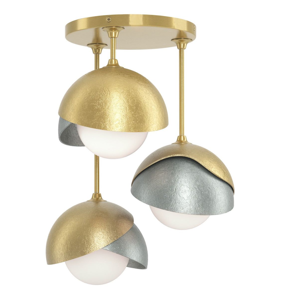 Hubbardton Forge - 121374-SKT-86-82-GG0711 - Three Light Semi-Flush Mount - Brooklyn - Modern Brass