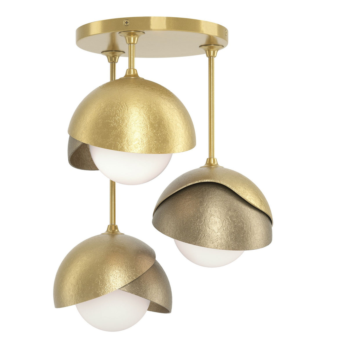 Hubbardton Forge - 121374-SKT-86-84-GG0711 - Three Light Semi-Flush Mount - Brooklyn - Modern Brass