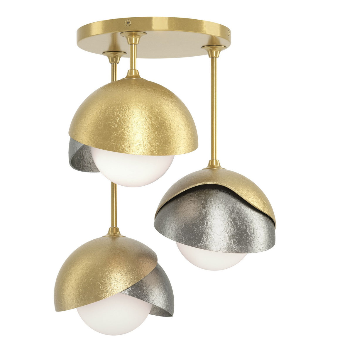 Hubbardton Forge - 121374-SKT-86-85-GG0711 - Three Light Semi-Flush Mount - Brooklyn - Modern Brass
