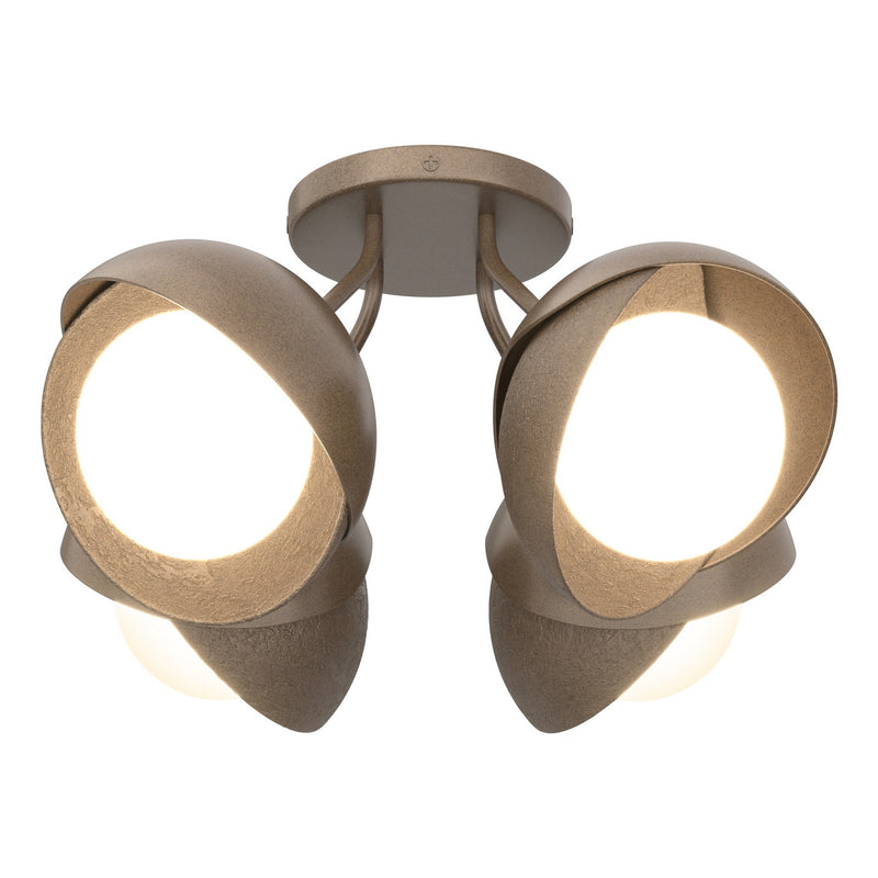 Hubbardton Forge - 121376-SKT-05-05-GG0711 - Four Light Semi-Flush Mount - Brooklyn - Bronze