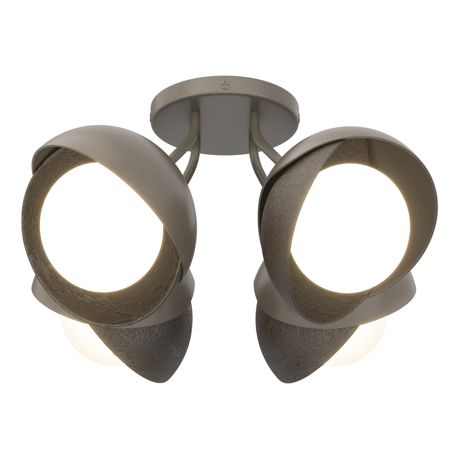Hubbardton Forge - 121376-SKT-07-14-GG0711 - Four Light Semi-Flush Mount - Brooklyn - Dark Smoke