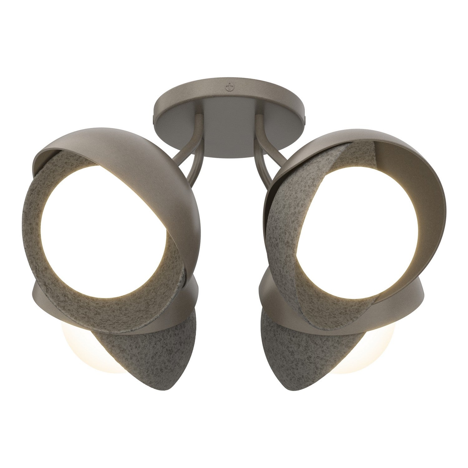 Hubbardton Forge - 121376-SKT-07-20-GG0711 - Four Light Semi-Flush Mount - Brooklyn - Dark Smoke