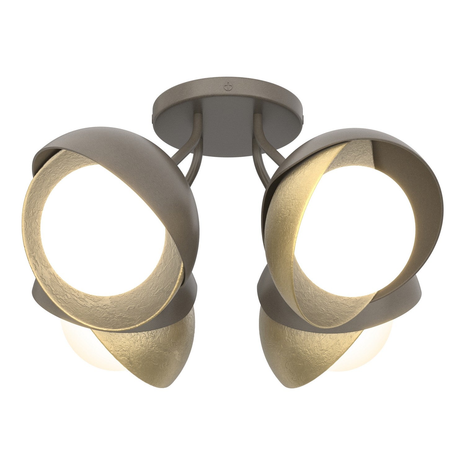 Hubbardton Forge - 121376-SKT-07-86-GG0711 - Four Light Semi-Flush Mount - Brooklyn - Dark Smoke
