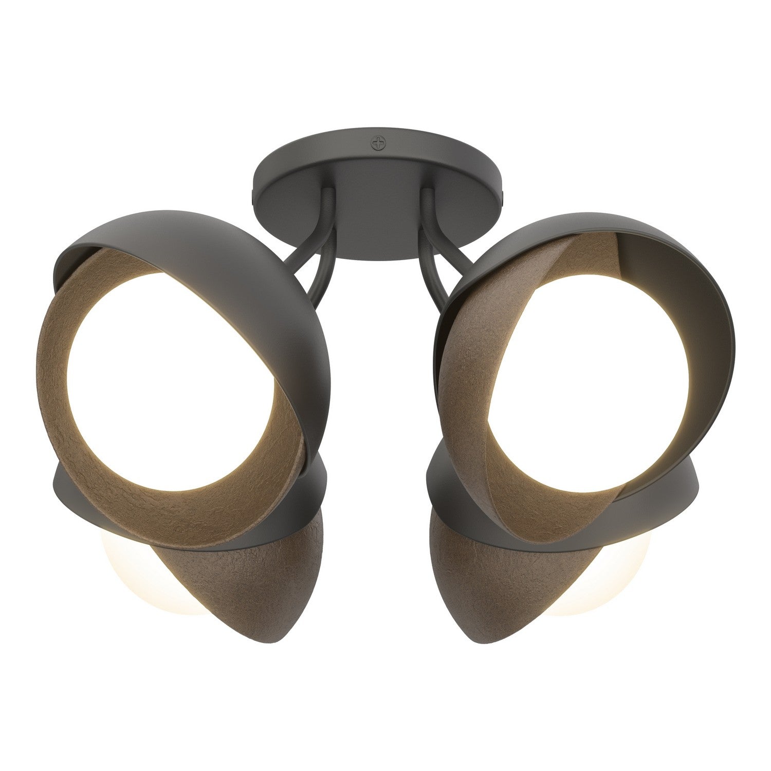 Hubbardton Forge - 121376-SKT-10-05-GG0711 - Four Light Semi-Flush Mount - Brooklyn - Black
