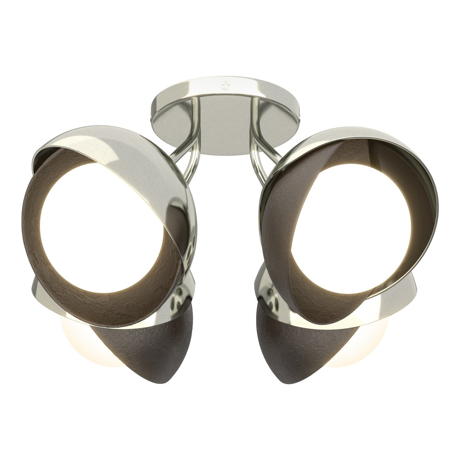 Hubbardton Forge - 121376-SKT-85-14-GG0711 - Four Light Semi-Flush Mount - Brooklyn - Sterling