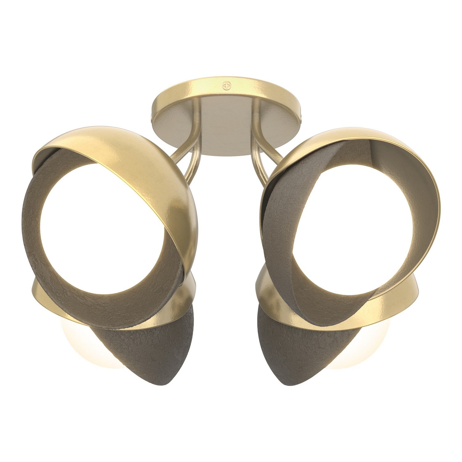 Hubbardton Forge - 121376-SKT-86-07-GG0711 - Four Light Semi-Flush Mount - Brooklyn - Modern Brass
